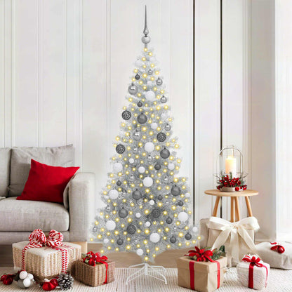 vidaXL Christmas Tree with LED Light Silver 180 cm PET and Steel