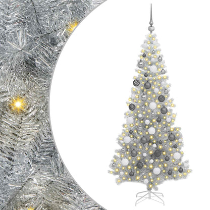 vidaXL Christmas Tree with LED Light Silver 180 cm PET and Steel
