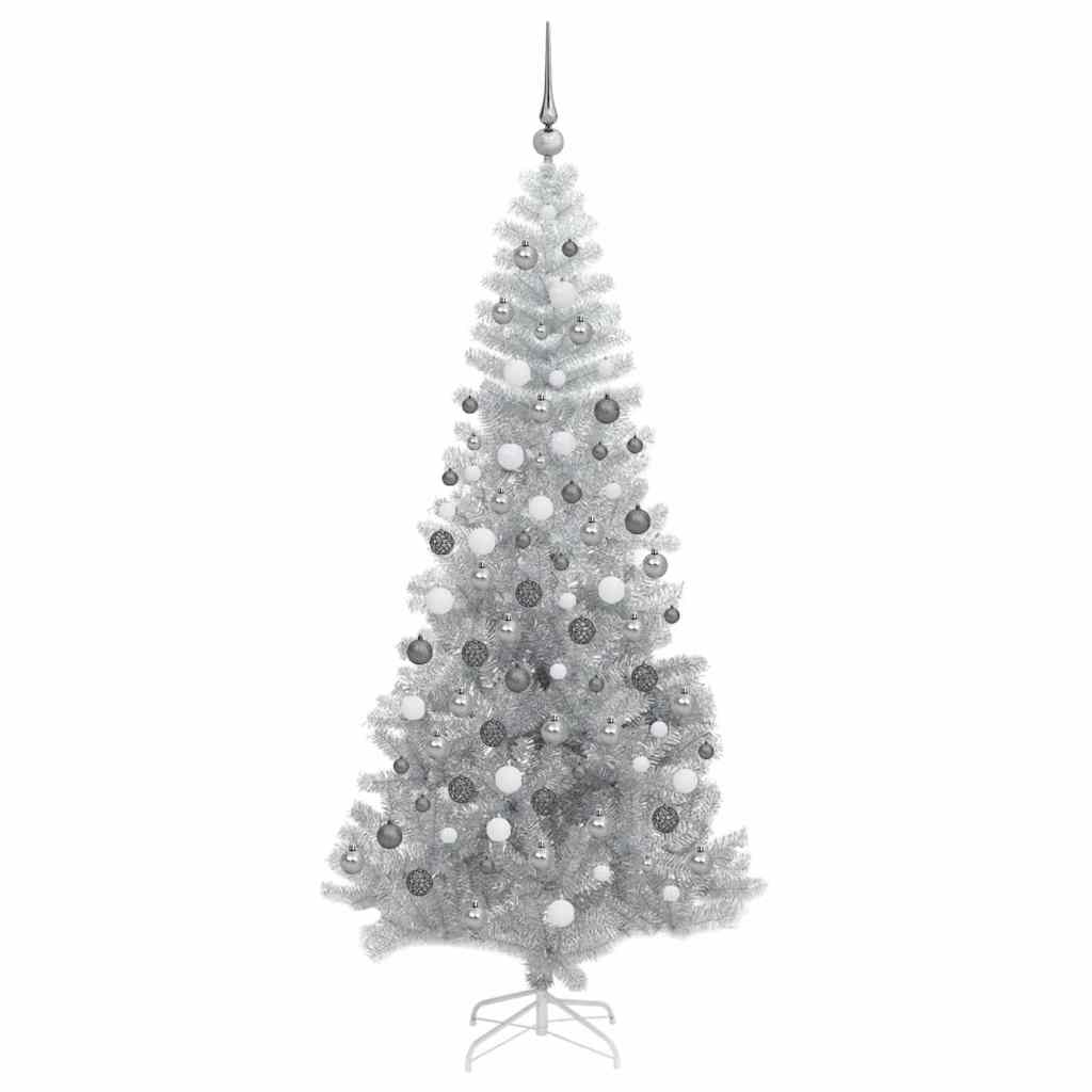 vidaXL Christmas Tree with LED Light Silver 180 cm PET and Steel