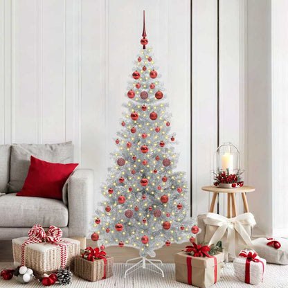 vidaXL Christmas Tree with LED Light Silver 180 cm PET and Steel