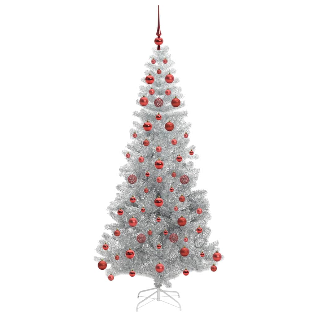 vidaXL Christmas Tree with LED Light Silver 180 cm PET and Steel
