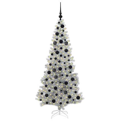 vidaXL Christmas Tree with LED Light Silver 180 cm PET and Steel