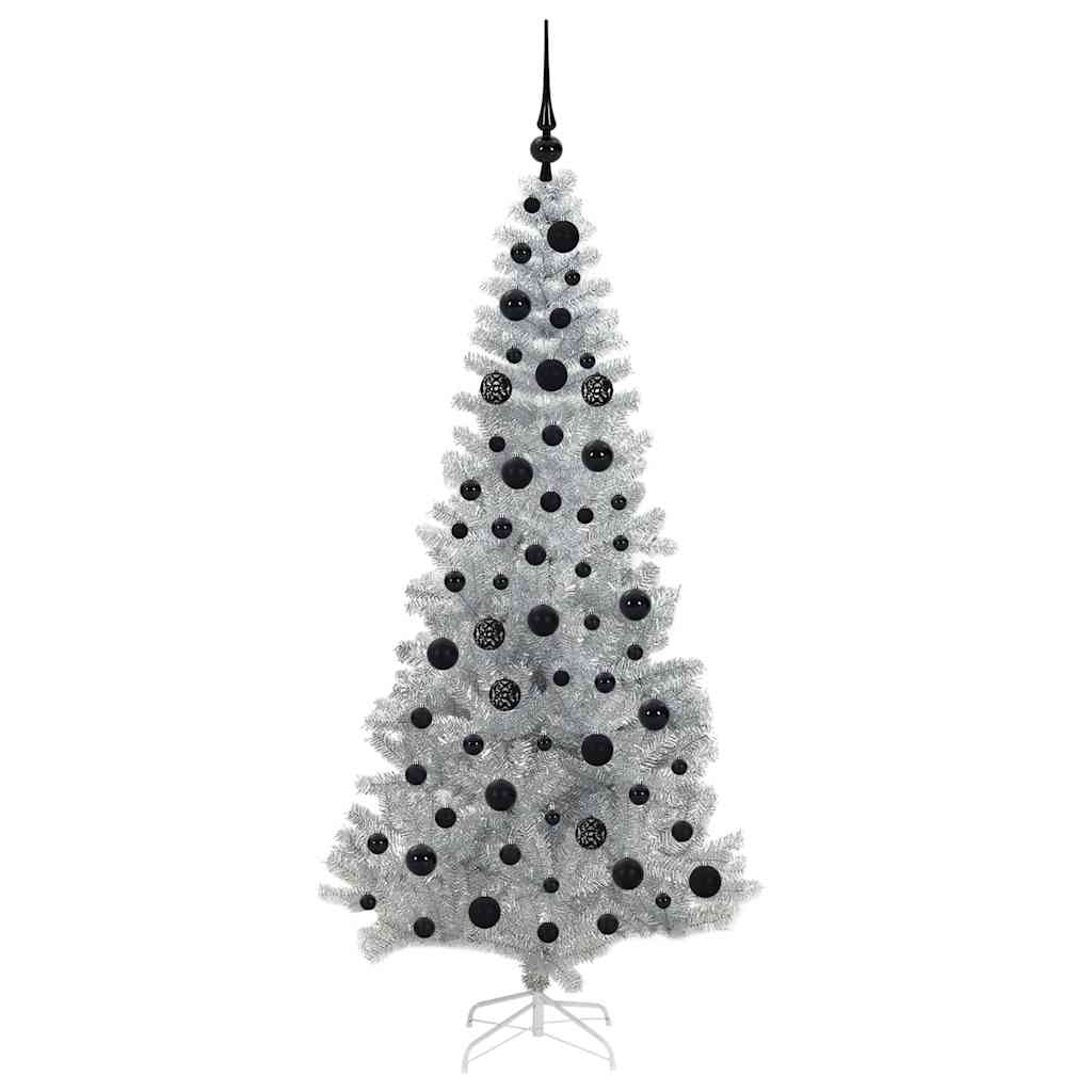 vidaXL Christmas Tree with LED Light Silver 180 cm PET and Steel