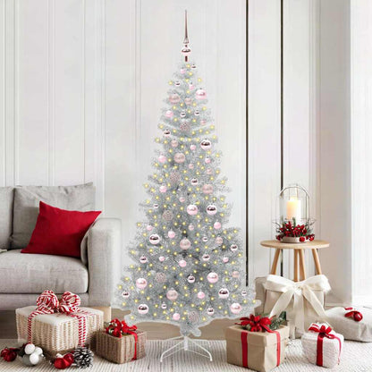 vidaXL Christmas Tree with LED Light Silver 180 cm PET and Steel