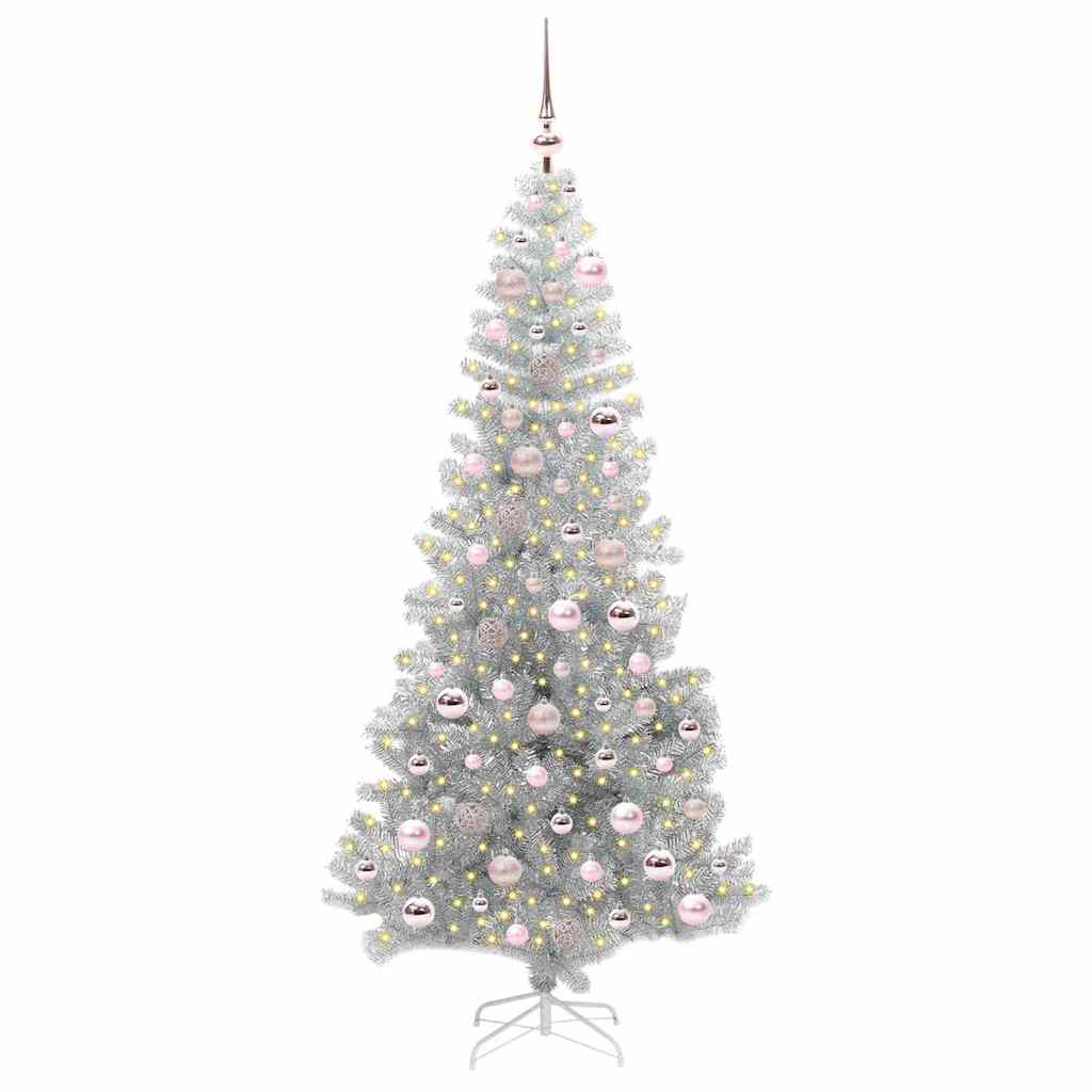vidaXL Christmas Tree with LED Light Silver 180 cm PET and Steel