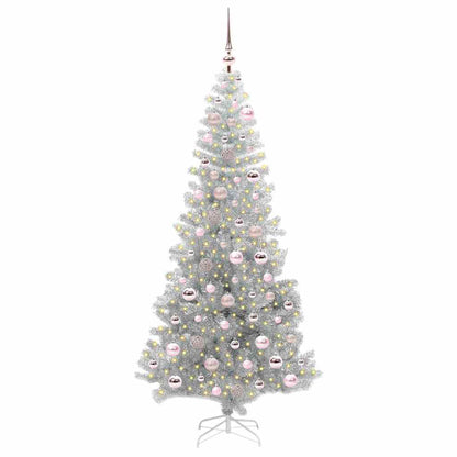 vidaXL Christmas Tree with LED Light Silver 180 cm PET and Steel