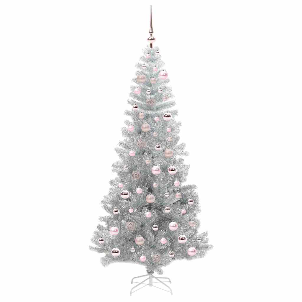 vidaXL Christmas Tree with LED Light Silver 180 cm PET and Steel