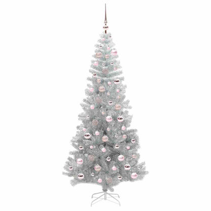 vidaXL Christmas Tree with LED Light Silver 180 cm PET and Steel