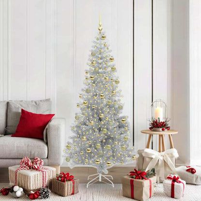 vidaXL Christmas Tree with LED Light Silver 180 cm PET and Steel