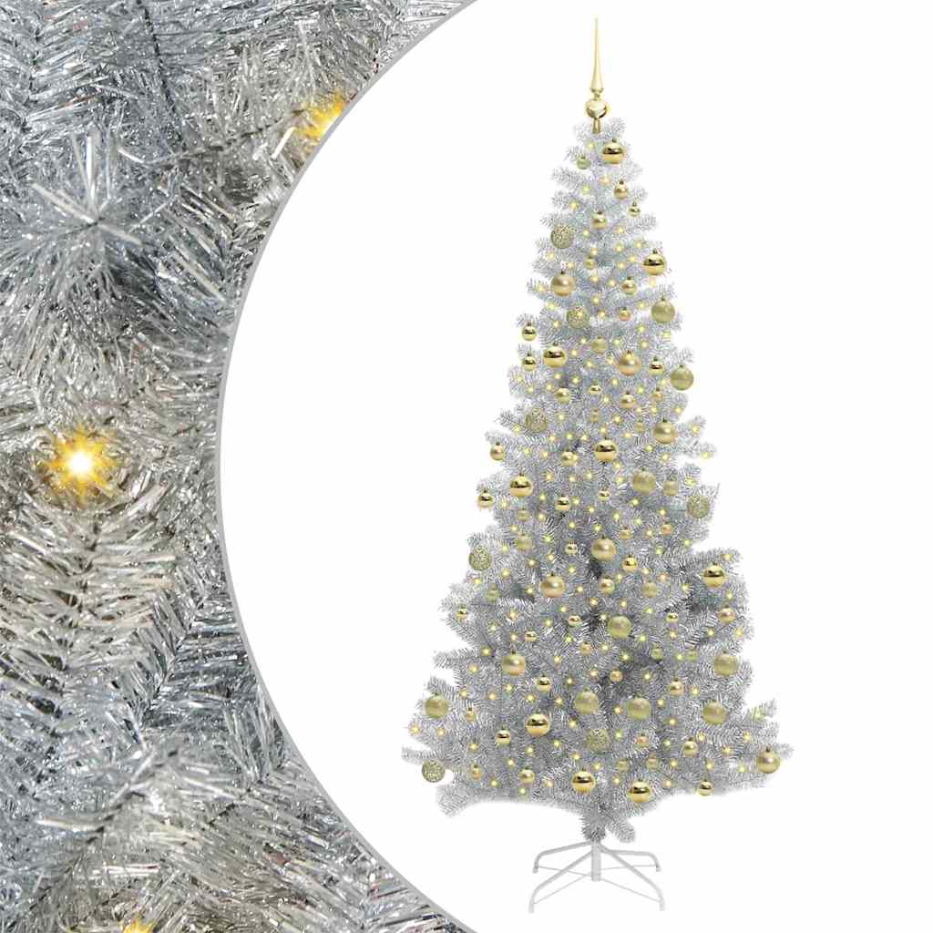 vidaXL Christmas Tree with LED Light Silver 180 cm PET and Steel
