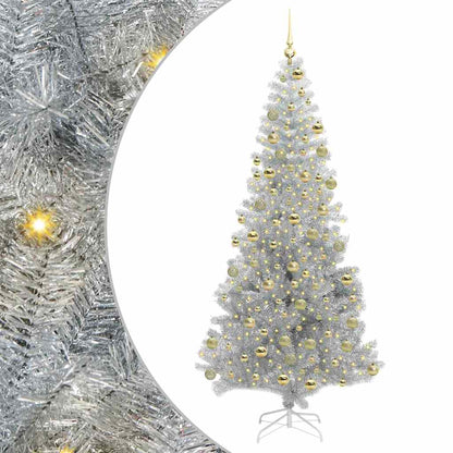 vidaXL Christmas Tree with LED Light Silver 180 cm PET and Steel