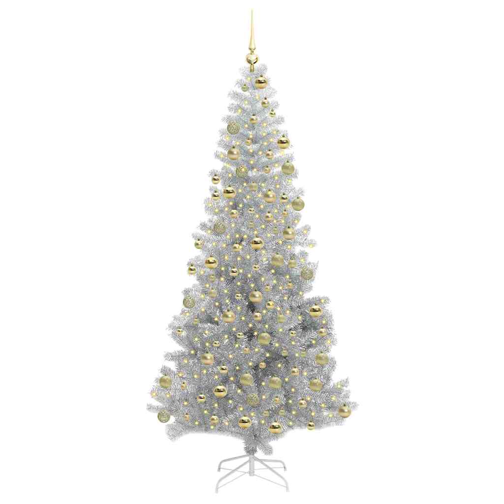 vidaXL Christmas Tree with LED Light Silver 180 cm PET and Steel