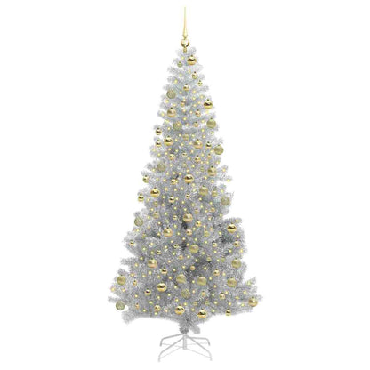 vidaXL Christmas Tree with LED Light Silver 180 cm PET and Steel