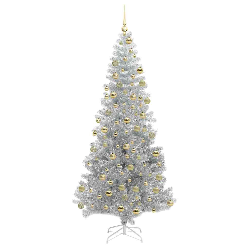 vidaXL Christmas Tree with LED Light Silver 180 cm PET and Steel