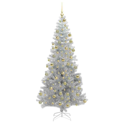 vidaXL Christmas Tree with LED Light Silver 180 cm PET and Steel