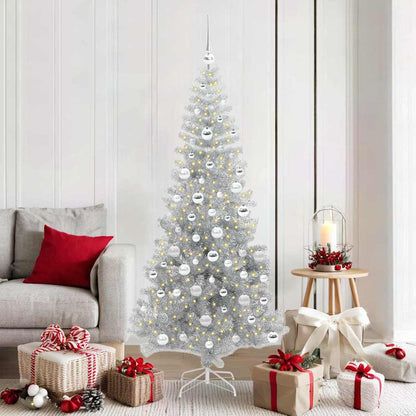 vidaXL Christmas Tree with LED Light Silver 180 cm PET and Steel