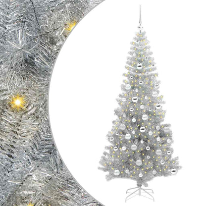 vidaXL Christmas Tree with LED Light Silver 180 cm PET and Steel