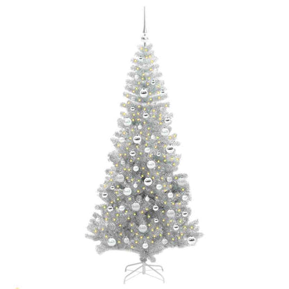 vidaXL Christmas Tree with LED Light Silver 180 cm PET and Steel