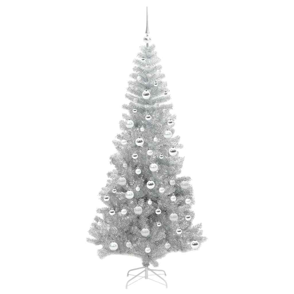 vidaXL Christmas Tree with LED Light Silver 180 cm PET and Steel