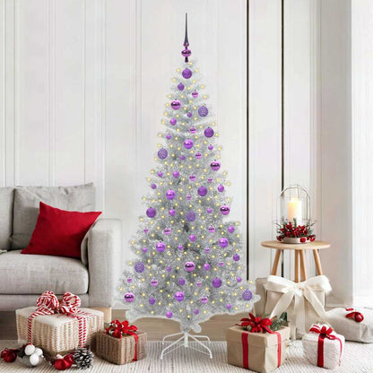 vidaXL Christmas Tree with LED Light Silver 180 cm PET and Steel