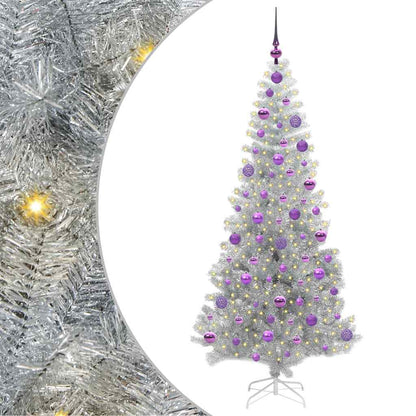 vidaXL Christmas Tree with LED Light Silver 180 cm PET and Steel