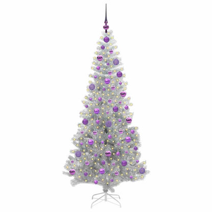 vidaXL Christmas Tree with LED Light Silver 180 cm PET and Steel