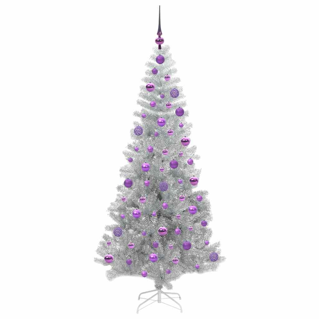 vidaXL Christmas Tree with LED Light Silver 180 cm PET and Steel