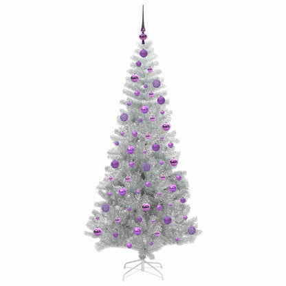 vidaXL Christmas Tree with LED Light Silver 180 cm PET and Steel