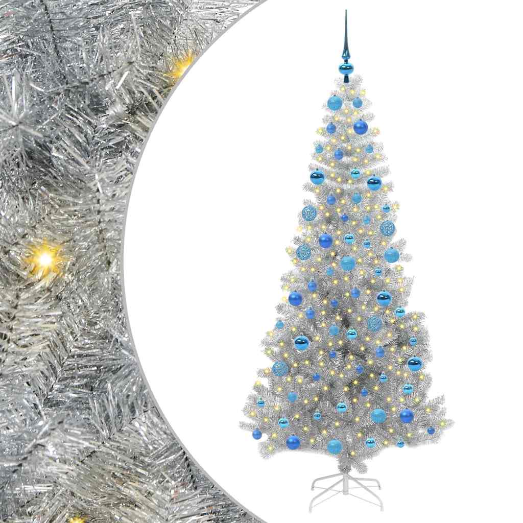 vidaXL Christmas Tree with LED Light Silver 180 cm PET and Steel