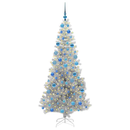 vidaXL Christmas Tree with LED Light Silver 180 cm PET and Steel
