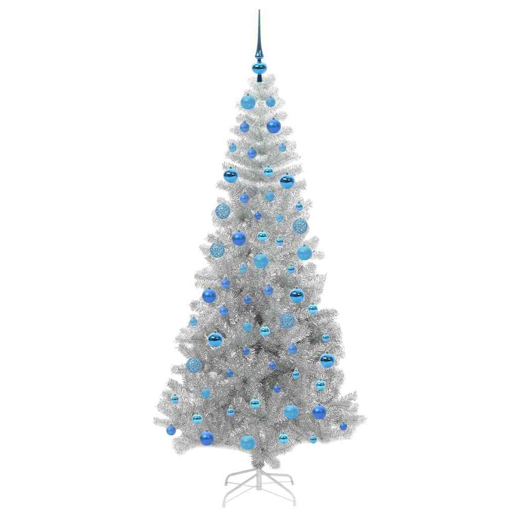 vidaXL Christmas Tree with LED Light Silver 180 cm PET and Steel