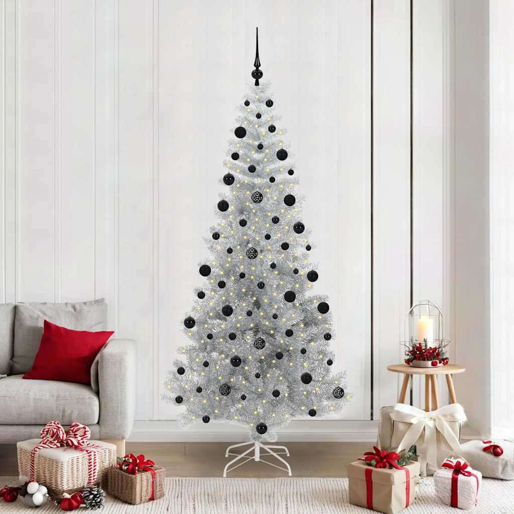 vidaXL Christmas Tree Silver 210 cm PET