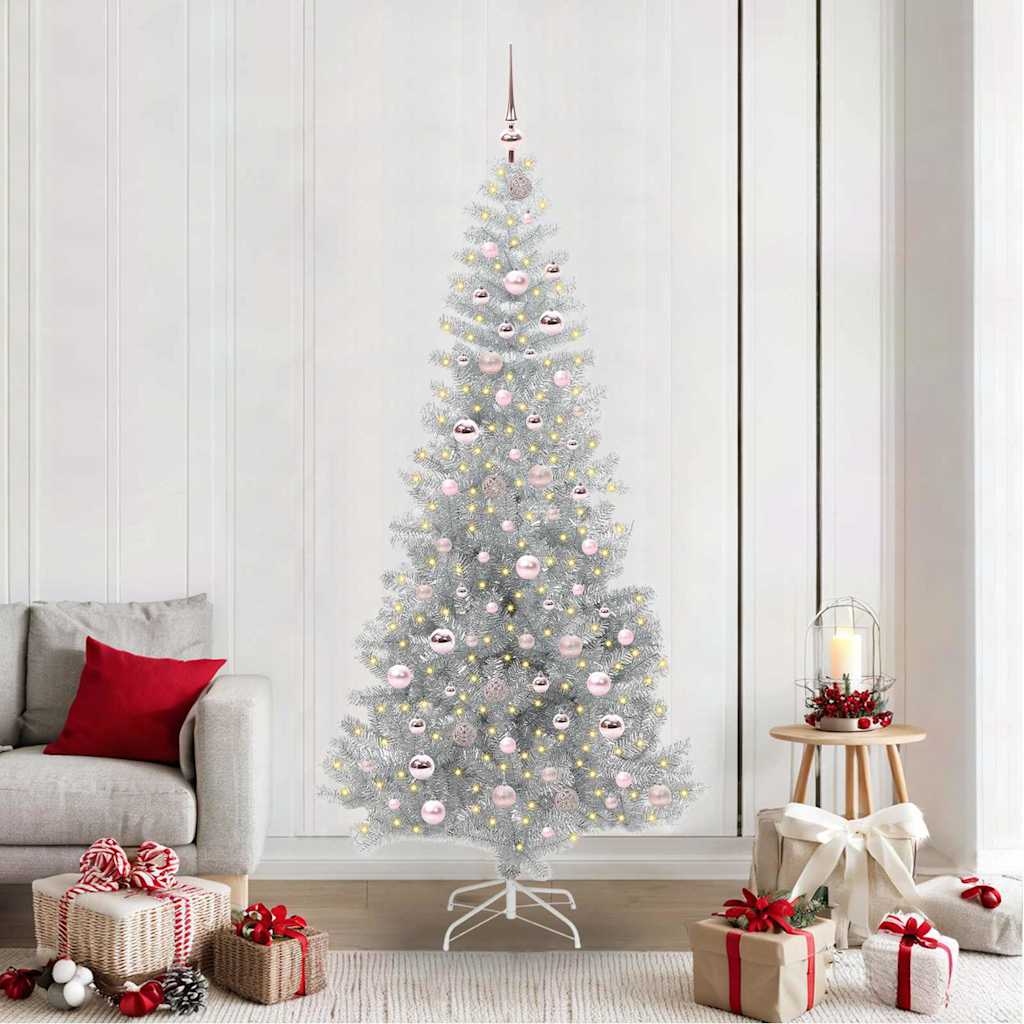 vidaXL Christmas Tree Silver 210 cm PET