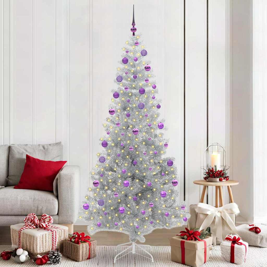 vidaXL Christmas Tree Silver 210 cm PET