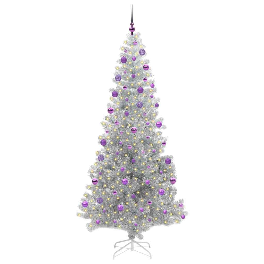 vidaXL Christmas Tree Silver 210 cm PET
