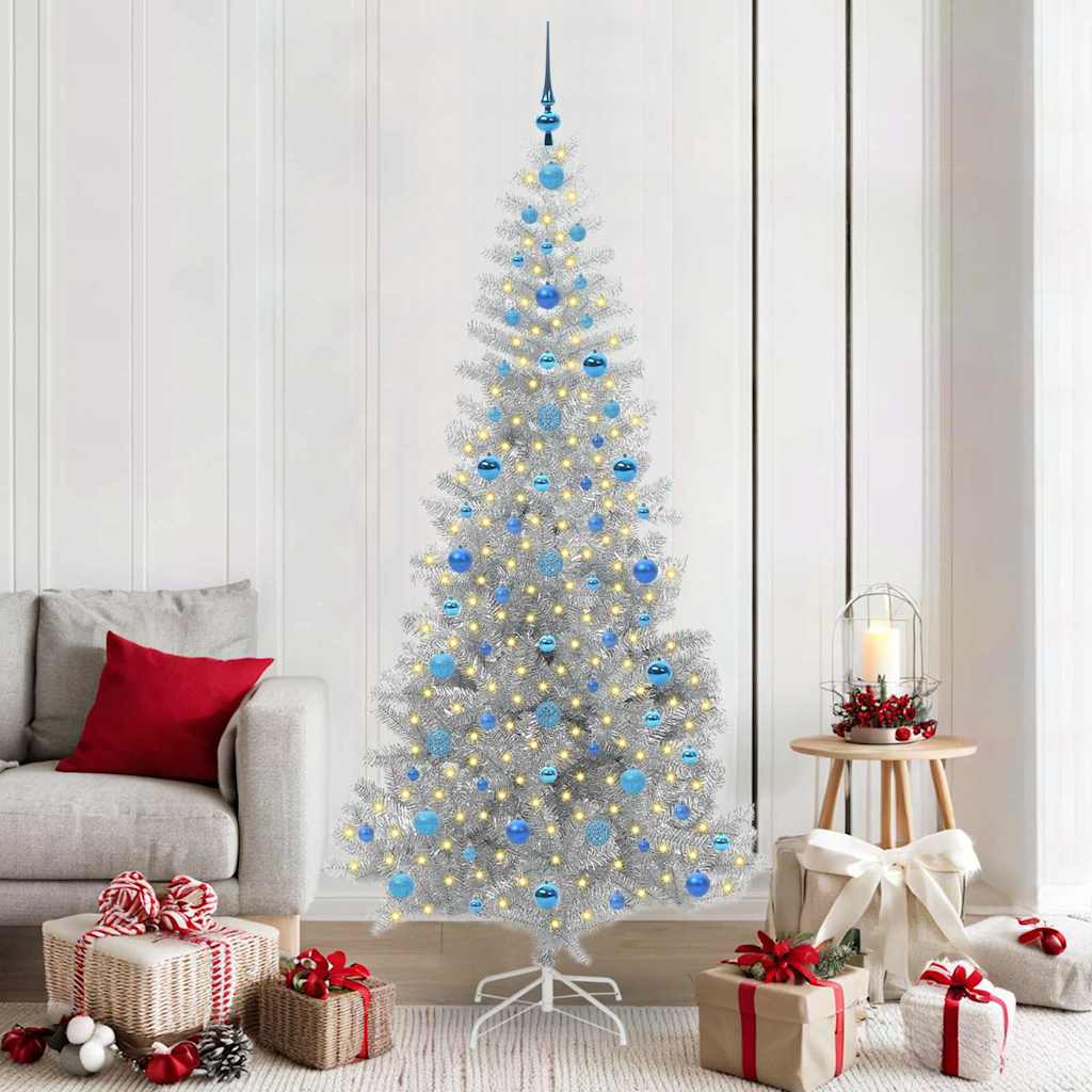 vidaXL Christmas Tree Silver 210 cm PET