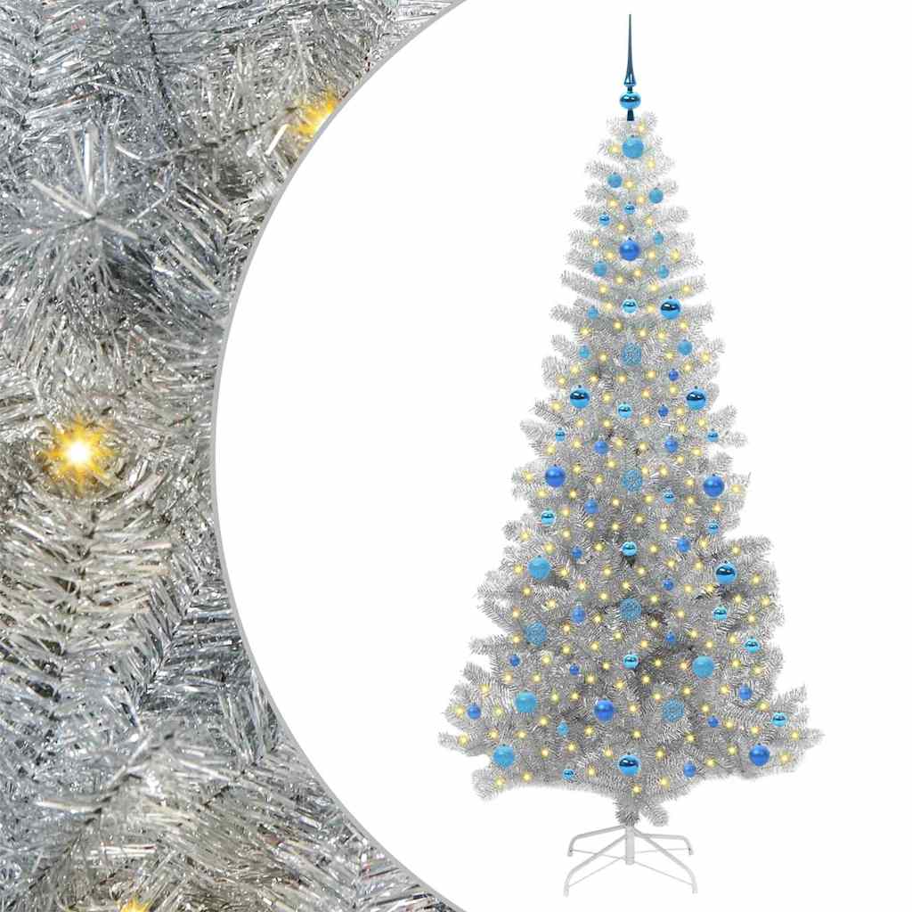 vidaXL Christmas Tree Silver 210 cm PET