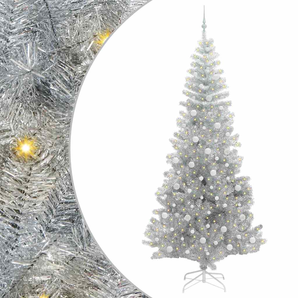 vidaXL Christmas Tree with 300 LEDs with Stand Silver 240 cm PET