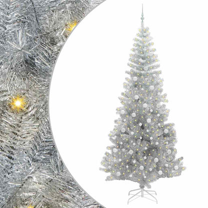 vidaXL Christmas Tree with 300 LEDs with Stand Silver 240 cm PET