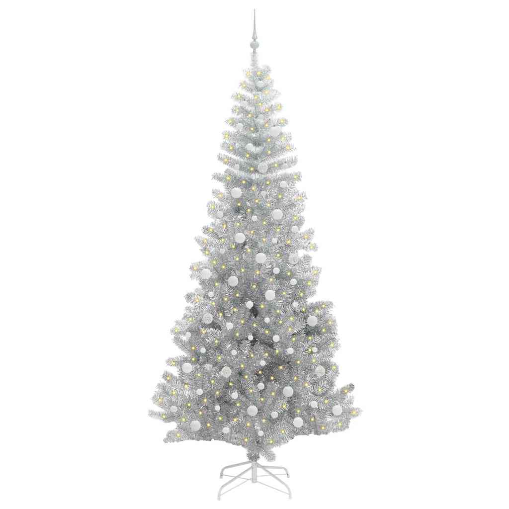 vidaXL Christmas Tree with 300 LEDs with Stand Silver 240 cm PET