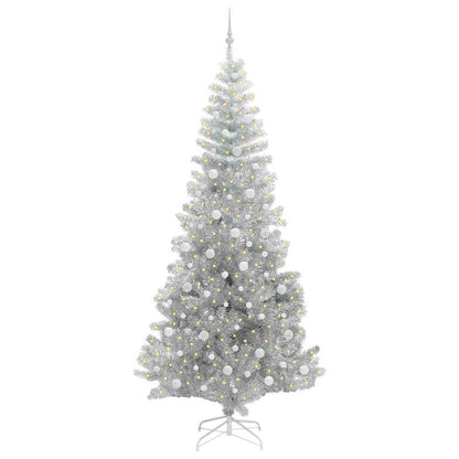 vidaXL Christmas Tree with 300 LEDs with Stand Silver 240 cm PET