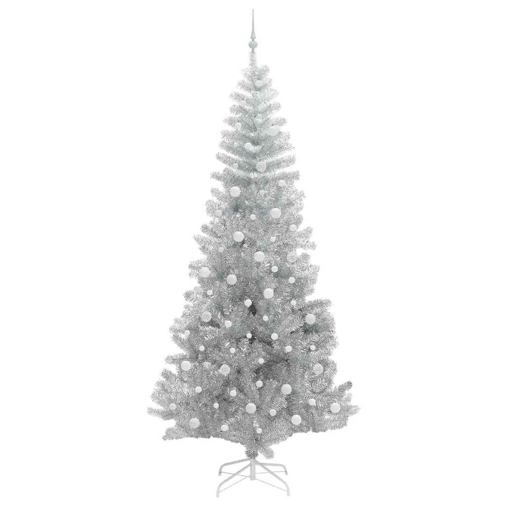 vidaXL Christmas Tree with 300 LEDs with Stand Silver 240 cm PET