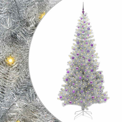 vidaXL Christmas Tree with 300 LEDs with Stand Silver 240 cm PET