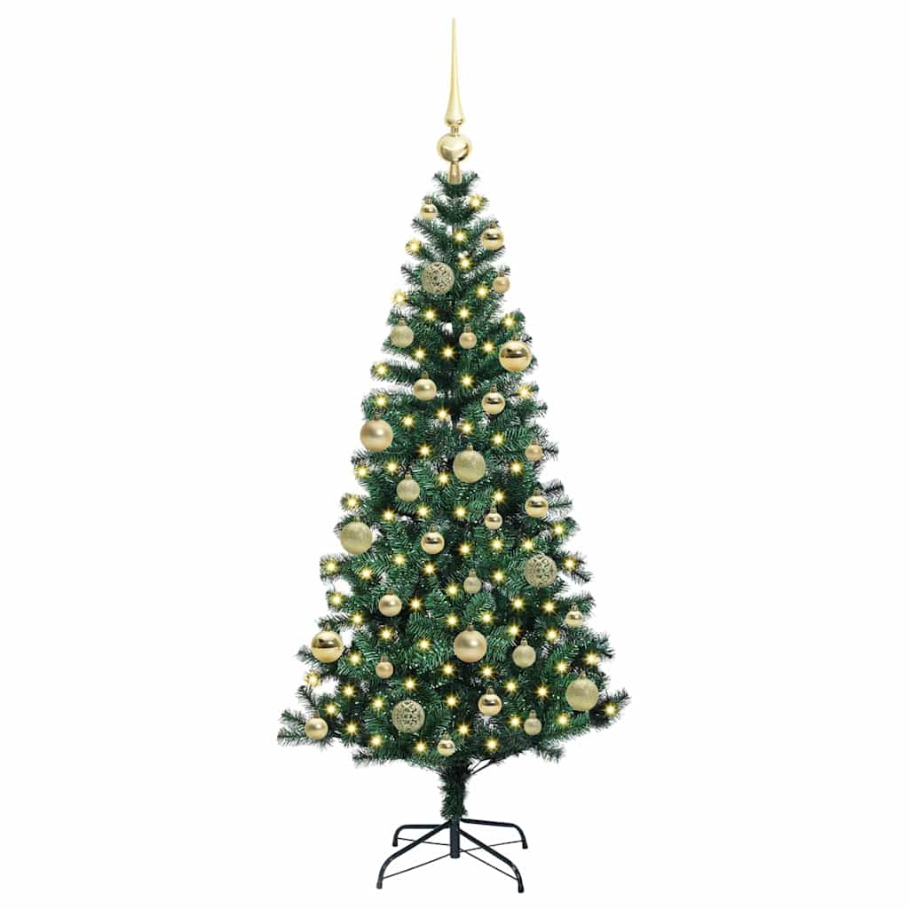 vidaXL Artificial Pre-lit Christmas Tree Green 120 cm PVC and Metal