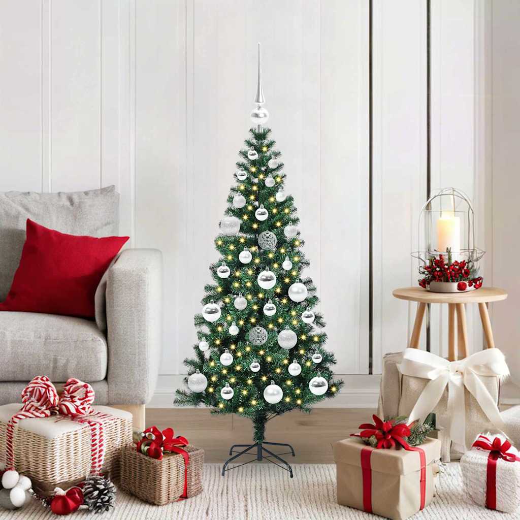 vidaXL Artificial Pre-lit Christmas Tree Green 120 cm PVC and Metal
