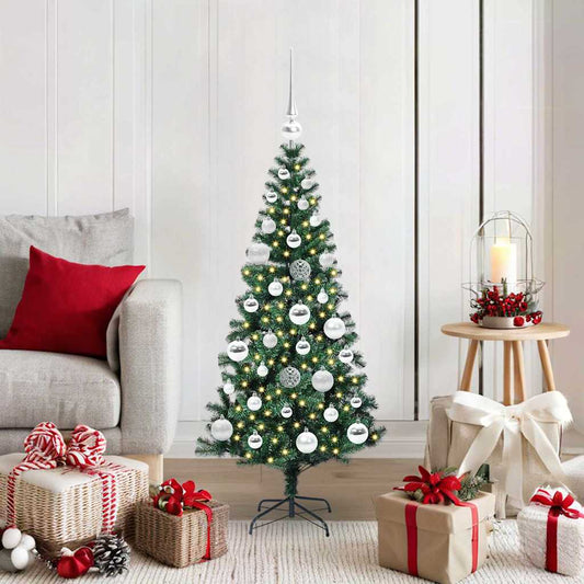 vidaXL Artificial Pre-lit Christmas Tree Green 120 cm PVC and Metal