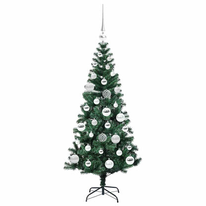 vidaXL Artificial Pre-lit Christmas Tree Green 120 cm PVC and Metal