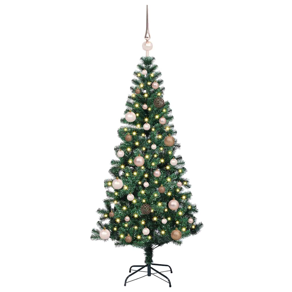 vidaXL Artificial Pre-lit Christmas Tree Green 150 cm PVC and Metal