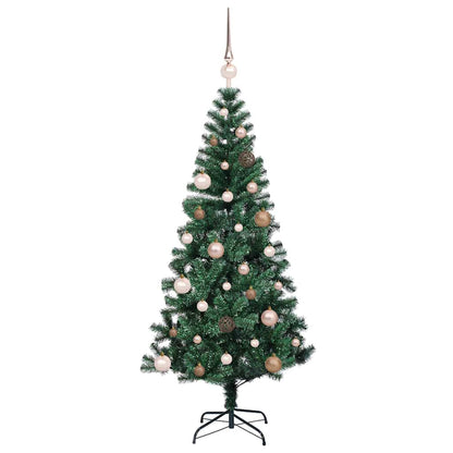 vidaXL Artificial Pre-lit Christmas Tree Green 150 cm PVC and Metal