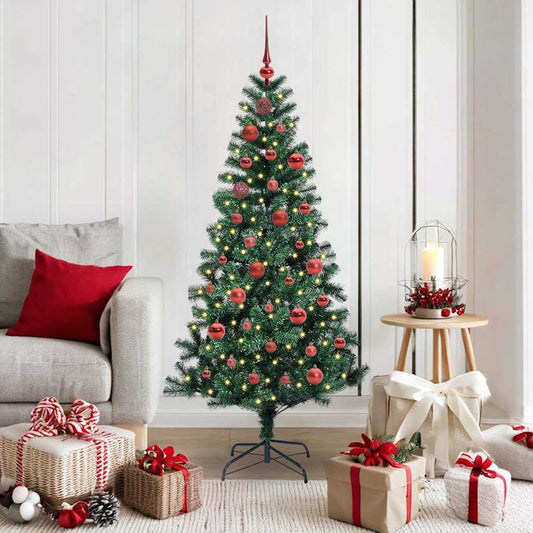 vidaXL Artificial Pre-lit Christmas Tree Green 150 cm PVC and Metal